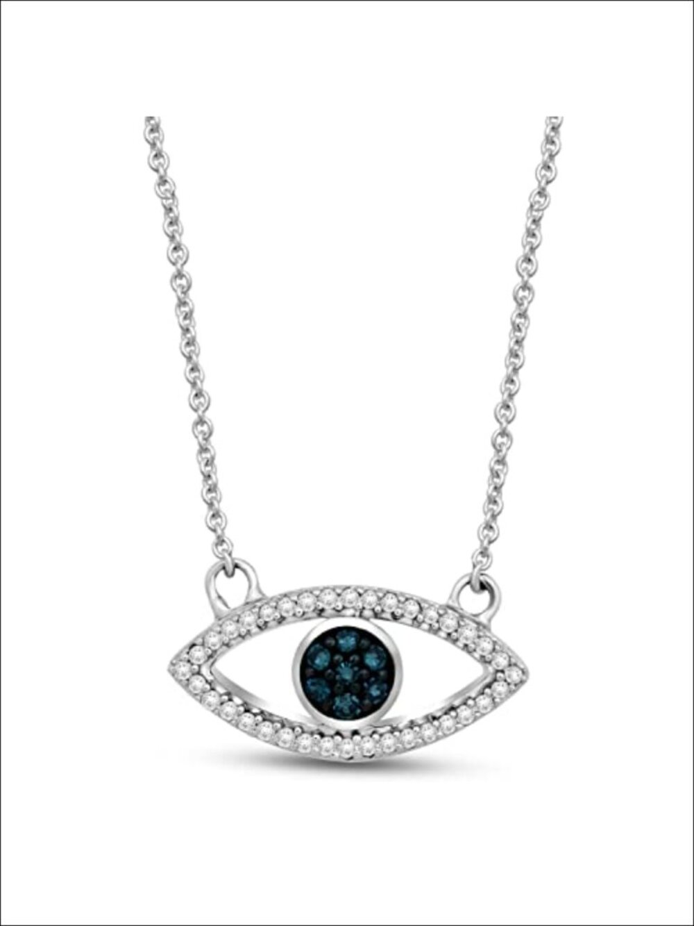 Sterling Silver Evil Eye Pendant Necklace 18 Inch Chain